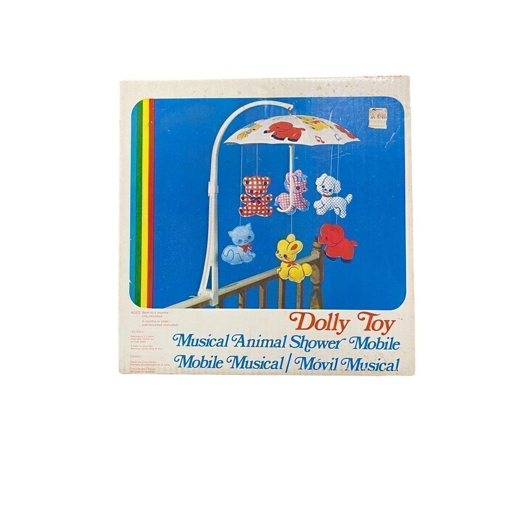 𝅺VINTAGE 1971 Dolly Toy musical animal mobile NIB
